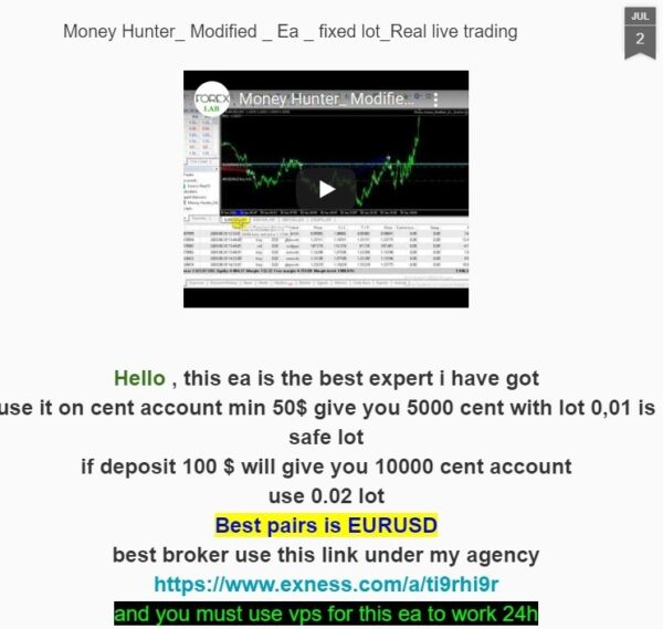 Money Hunter EA + (Source Code) Unlimited MT4