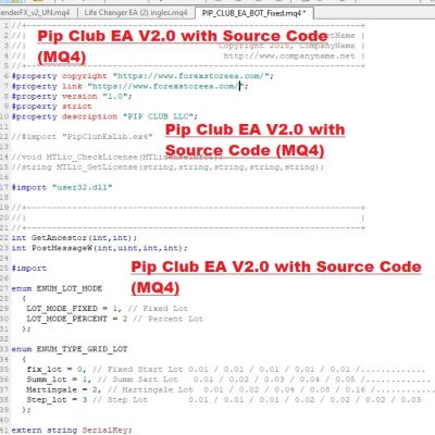 Pip Club EA V2.0 With Source Code (MQ4)