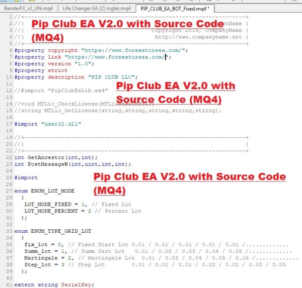 Pip Club EA V2.0 With Source Code (MQ4)