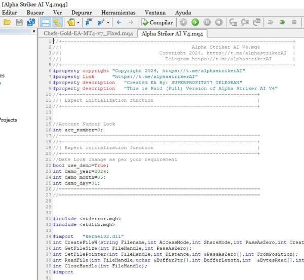 Alpha Striker AI MQ4 V4.0 - Source Code
