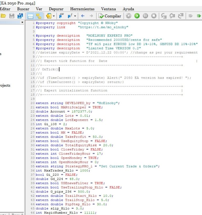 EA 2050 PRO Source Code (MQ4)